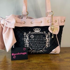 New Juicy Couture Juicy Tale Daydreamer Viral Tote Handbag Black Light Pink Y2K